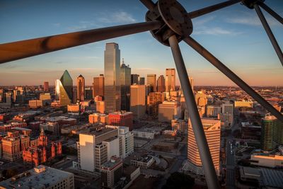 View of city at sunset