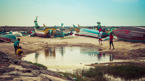 Man fishing in sea