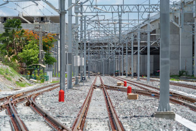 Railroad tracks in city