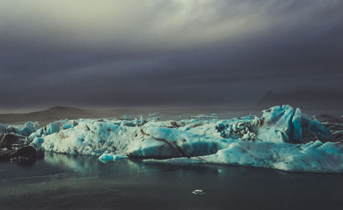 Scenic view of sea against sky during winter