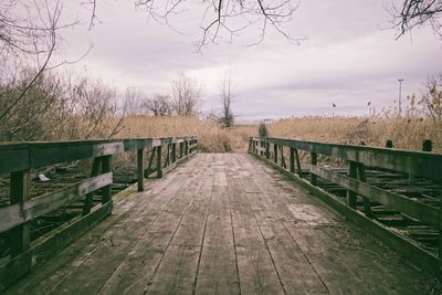 View of footbridge over river