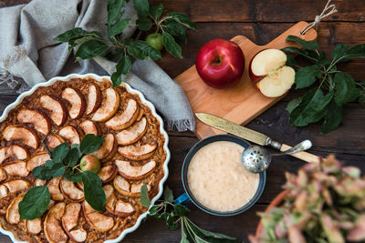 High angle view of food on table