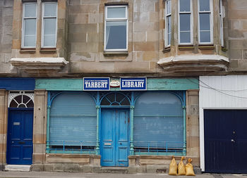 Closed door of building