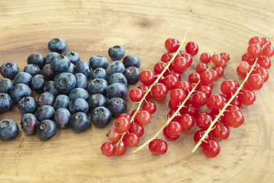 High angle view of fruits on table