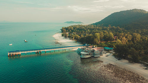 High angle view of sea against sky