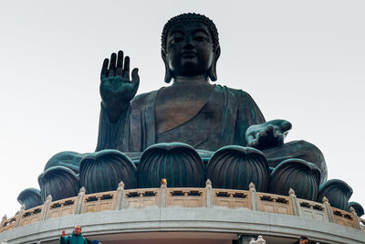 Low angle view of statue against the sky