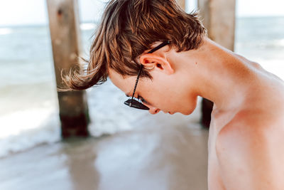 Portrait of shirtless boy