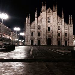 Illuminated building at night