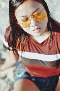 High angle portrait of woman