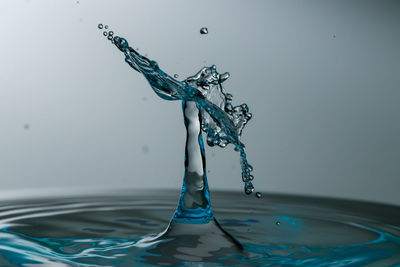 Close-up of drop falling on water