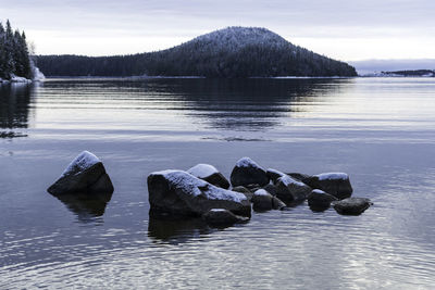 Scenic view of frozen lake against sky