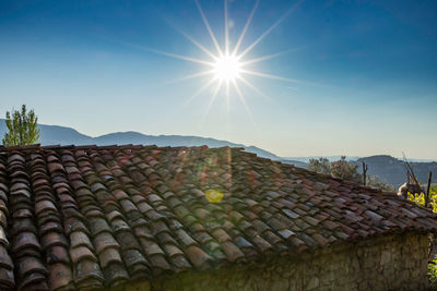 Stone roof against clear sky