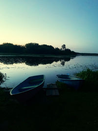 Scenic view of lake against clear sky