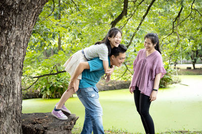 Happy family at park