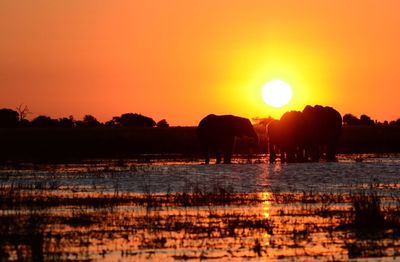 View of lake at sunset