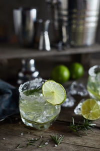 Close-up of drink in glass on table