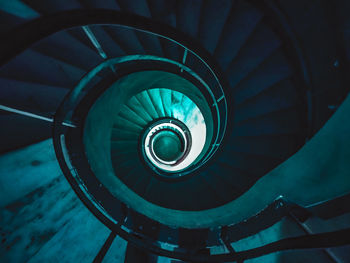 Directly below shot of spiral staircase