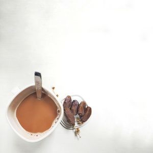 Directly above shot of coffee cup on table