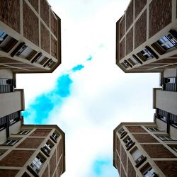 Low angle view of modern building against sky