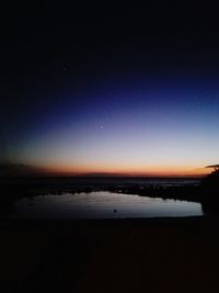 Scenic view of sea against clear sky at sunset
