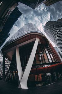 Low angle view of modern building against sky