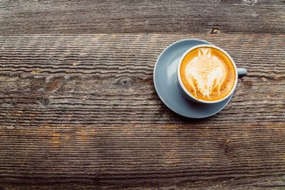 High angle view of coffee on table