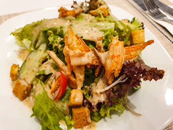 High angle view of meal served in plate