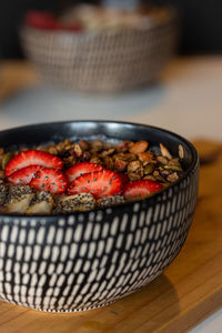 Close-up of salad in bowl on table