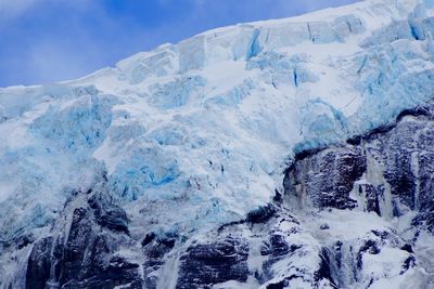 Close-up of glacier against sky