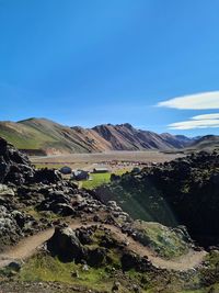 Scenic view of landscape against clear blue sky