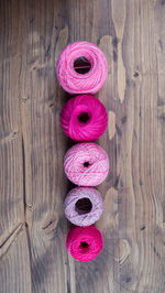 Close-up of pink wool balls