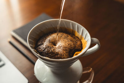 Close-up of coffee on table