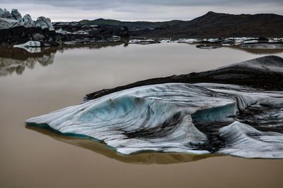 Scenic view of frozen lake against sky