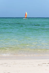 Scenic view of sea against clear sky