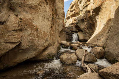 Hidden falls in rock canyon in the buttermilks of eastern sierra nevada mountains of california usa