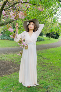 Portrait of woman in park