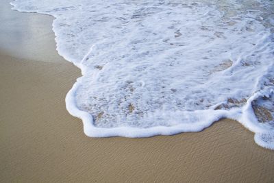 High angle view of surf on beach