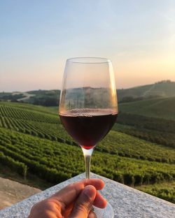 Close-up of hand holding wineglass