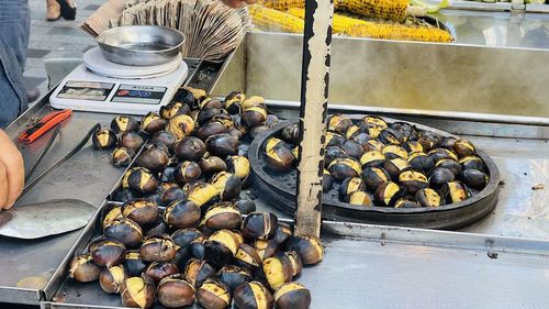 High angle view of food on table
