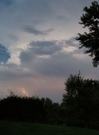 Silhouette trees on field against sky at sunset