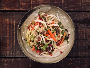 Directly above shot of salad in bowl on table