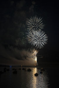 Firework celebrations at night, english bay vancouver bc