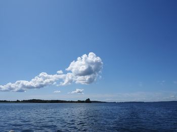 Scenic view of sea against blue sky