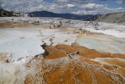 Scenic view of landscape against sky during winter