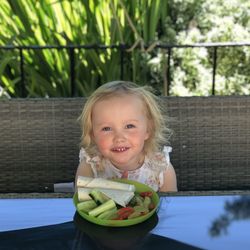 Al fresco portrait of a girl smiling