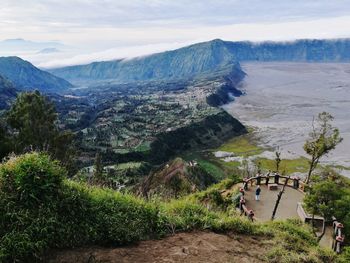 High angle view of landscape against sky