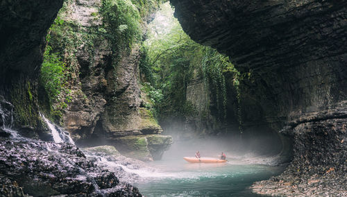 Scenic view of waterfall
