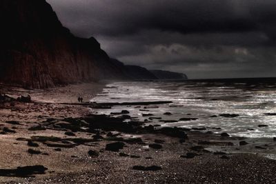 Scenic view of sea against cloudy sky