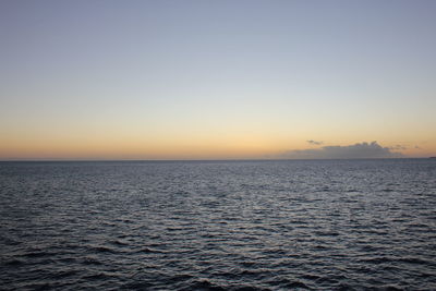 Scenic view of sea against clear sky during sunset