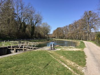 Different stages of spring on the burgundy canal near dijon, france